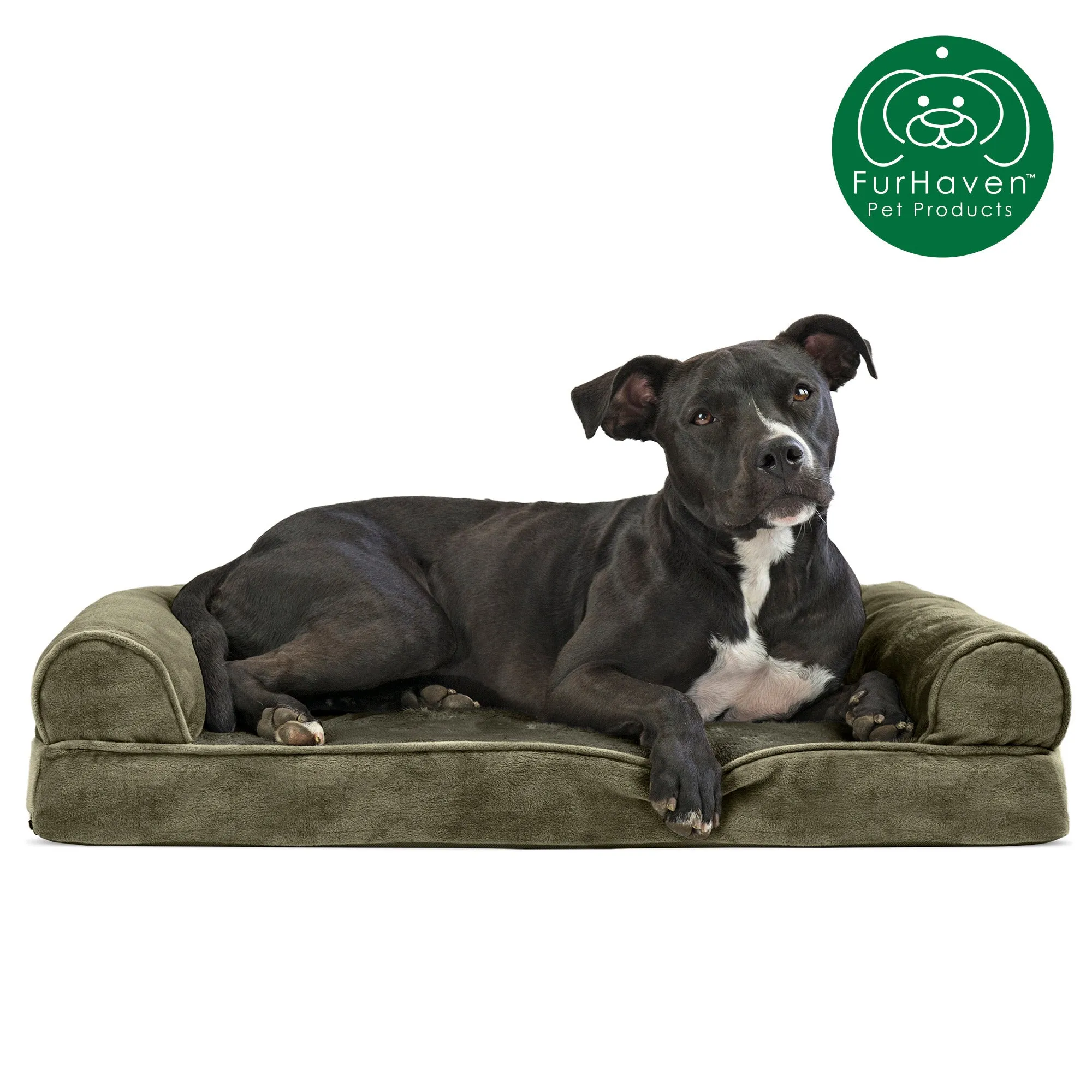 Memory Foam Faux Fur & Velvet Couch Sofa-Style Pet Bed