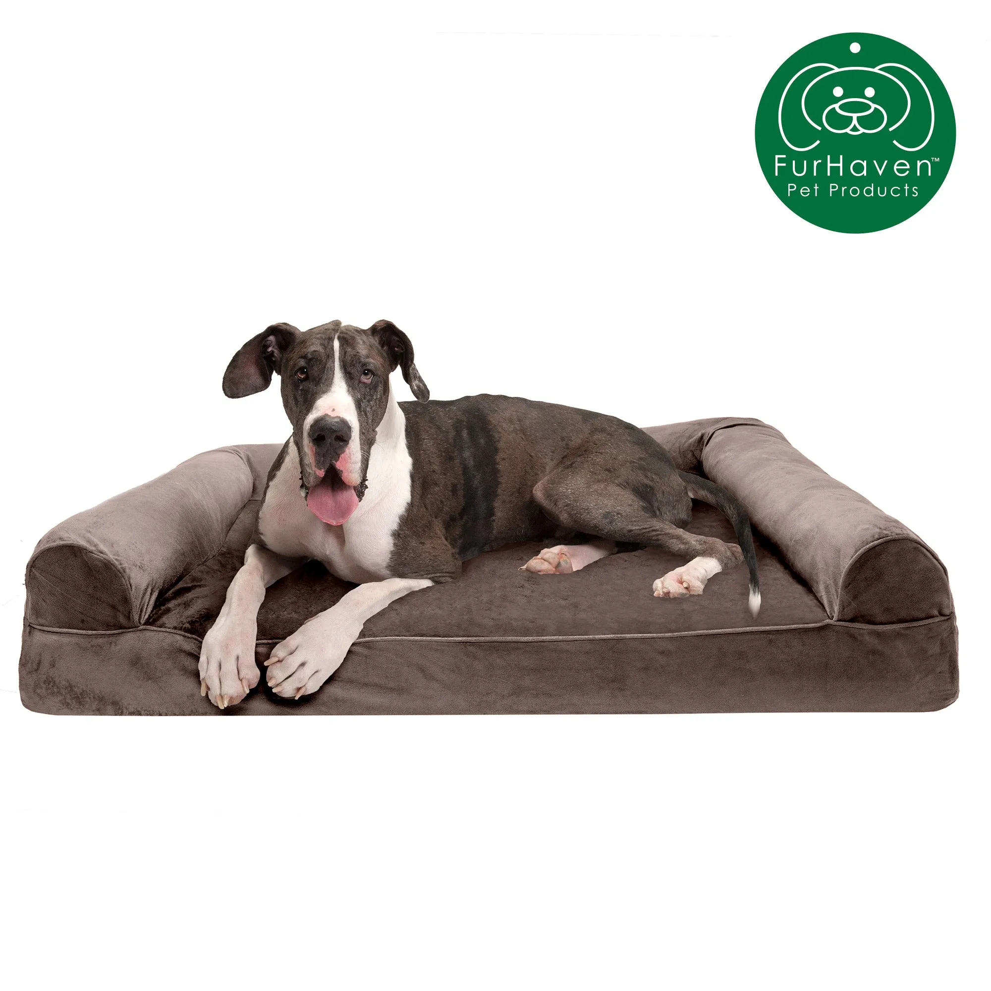 Memory Foam Faux Fur & Velvet Couch Sofa-Style Pet Bed