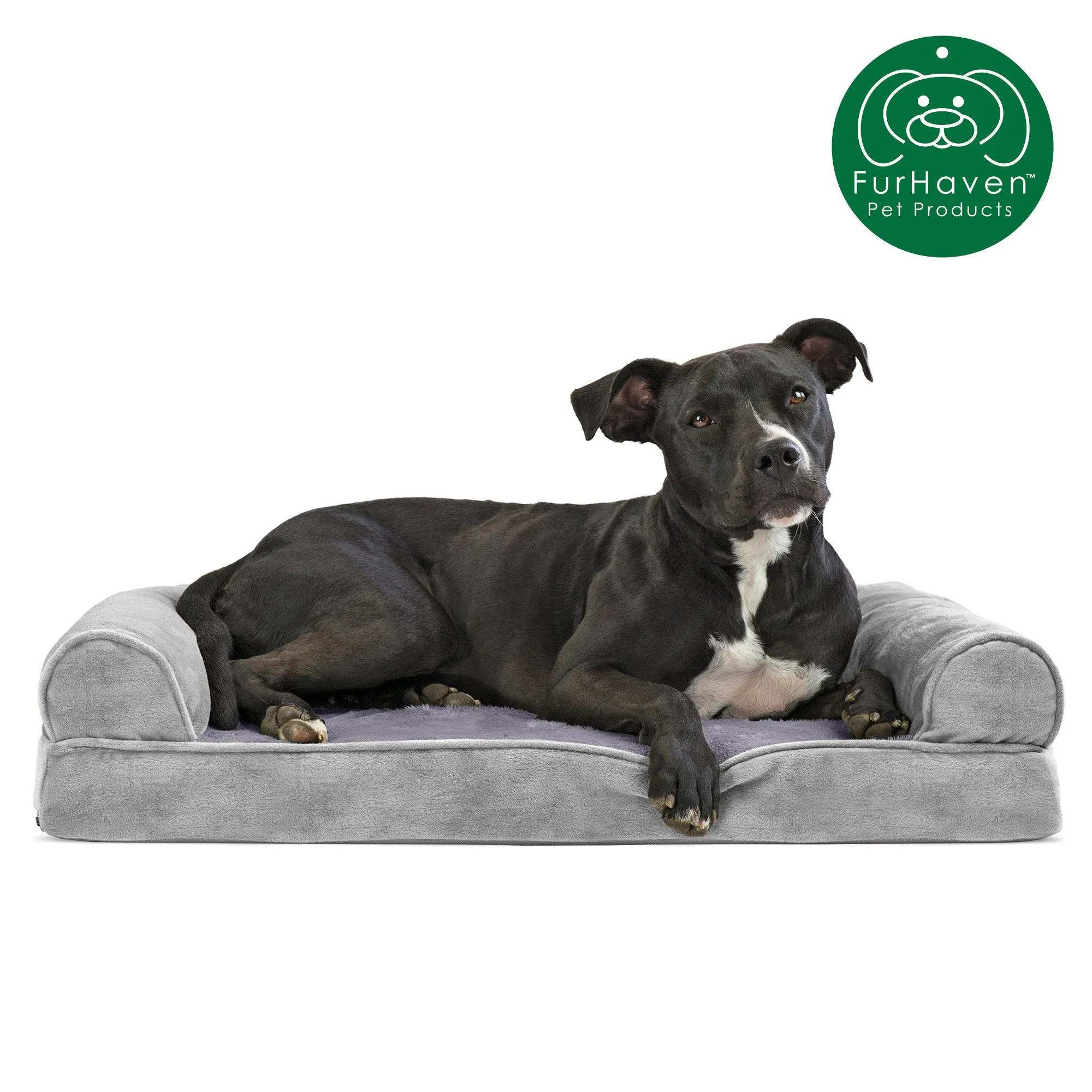 Memory Foam Faux Fur & Velvet Couch Sofa-Style Pet Bed