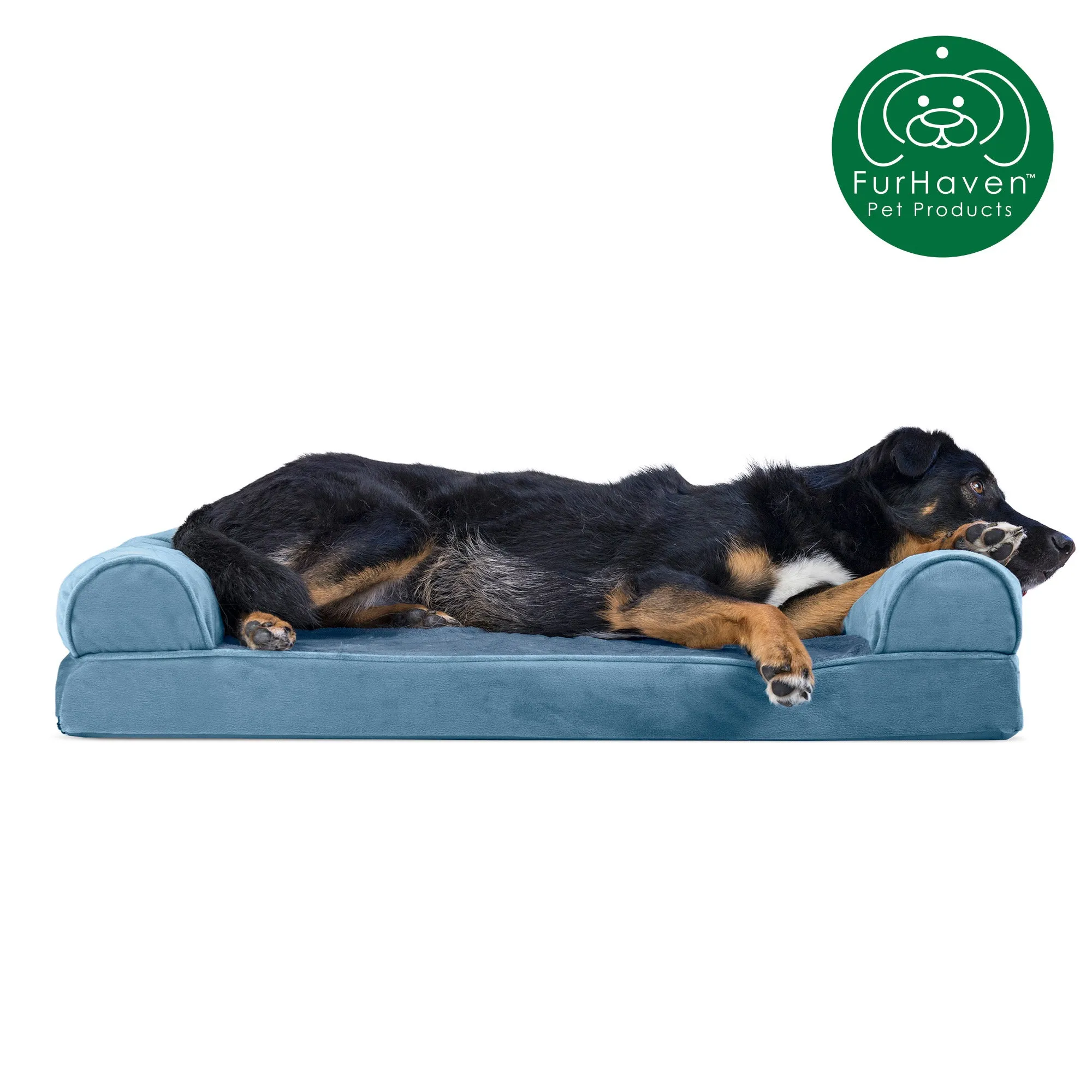 Memory Foam Faux Fur & Velvet Couch Sofa-Style Pet Bed