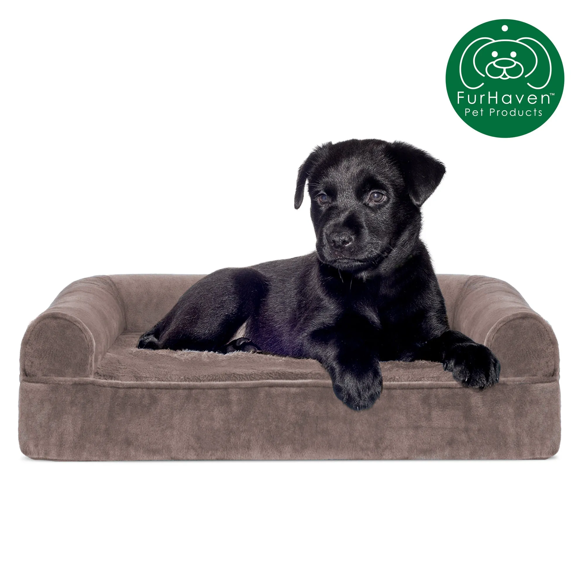 Memory Foam Faux Fur & Velvet Couch Sofa-Style Pet Bed