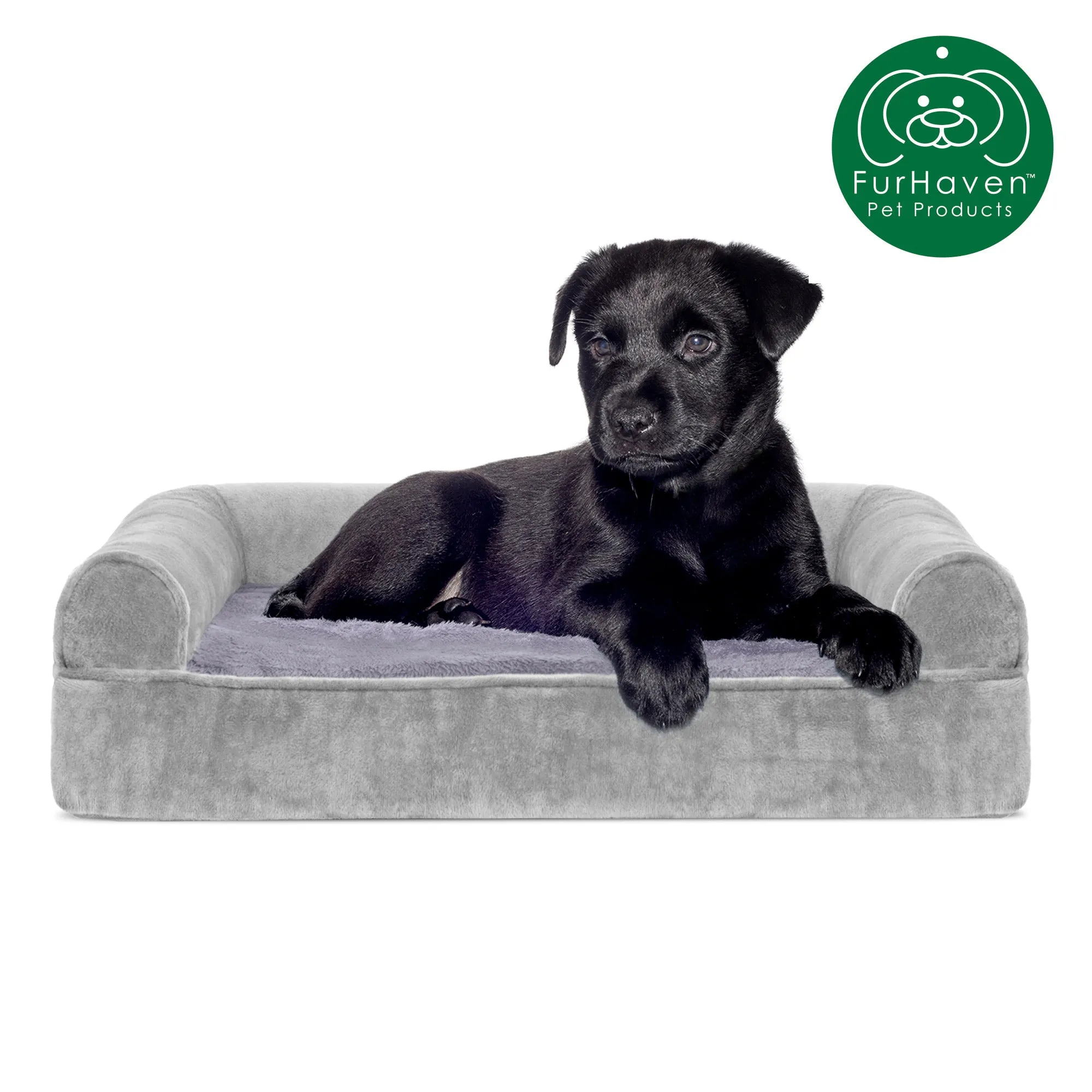 Memory Foam Faux Fur & Velvet Couch Sofa-Style Pet Bed