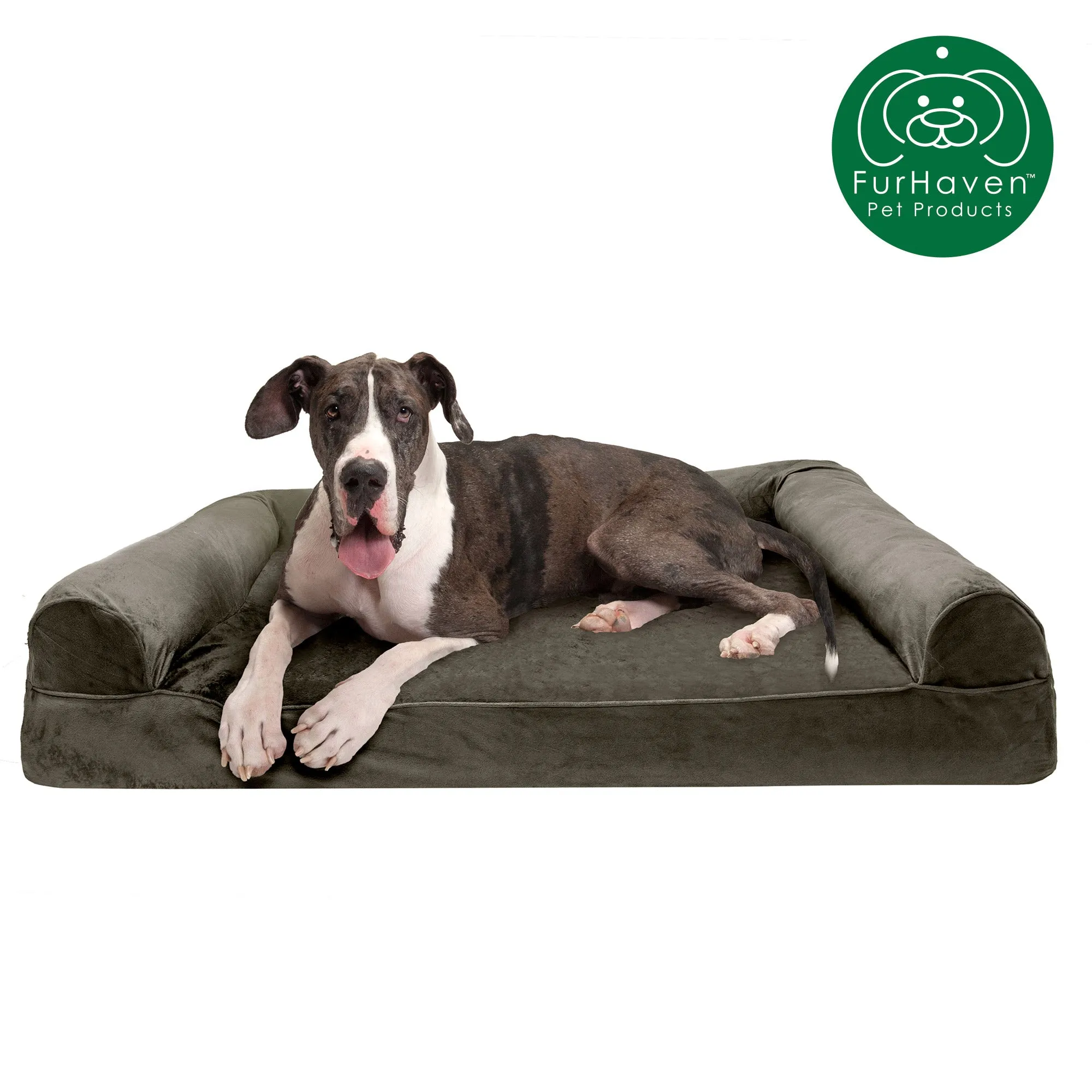 Memory Foam Faux Fur & Velvet Couch Sofa-Style Pet Bed