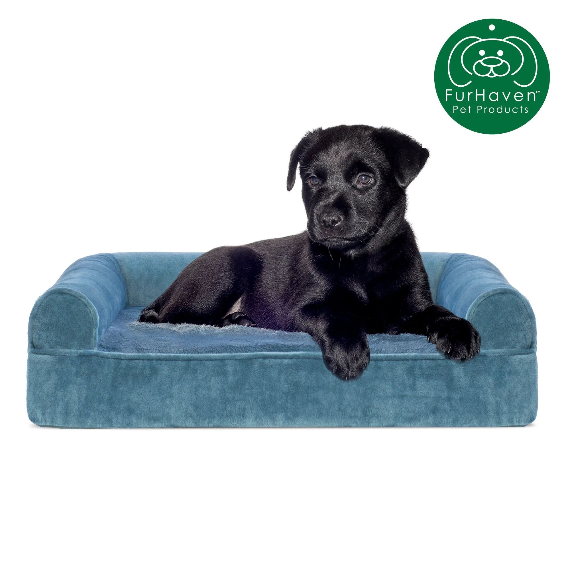 Memory Foam Faux Fur & Velvet Couch Sofa-Style Pet Bed