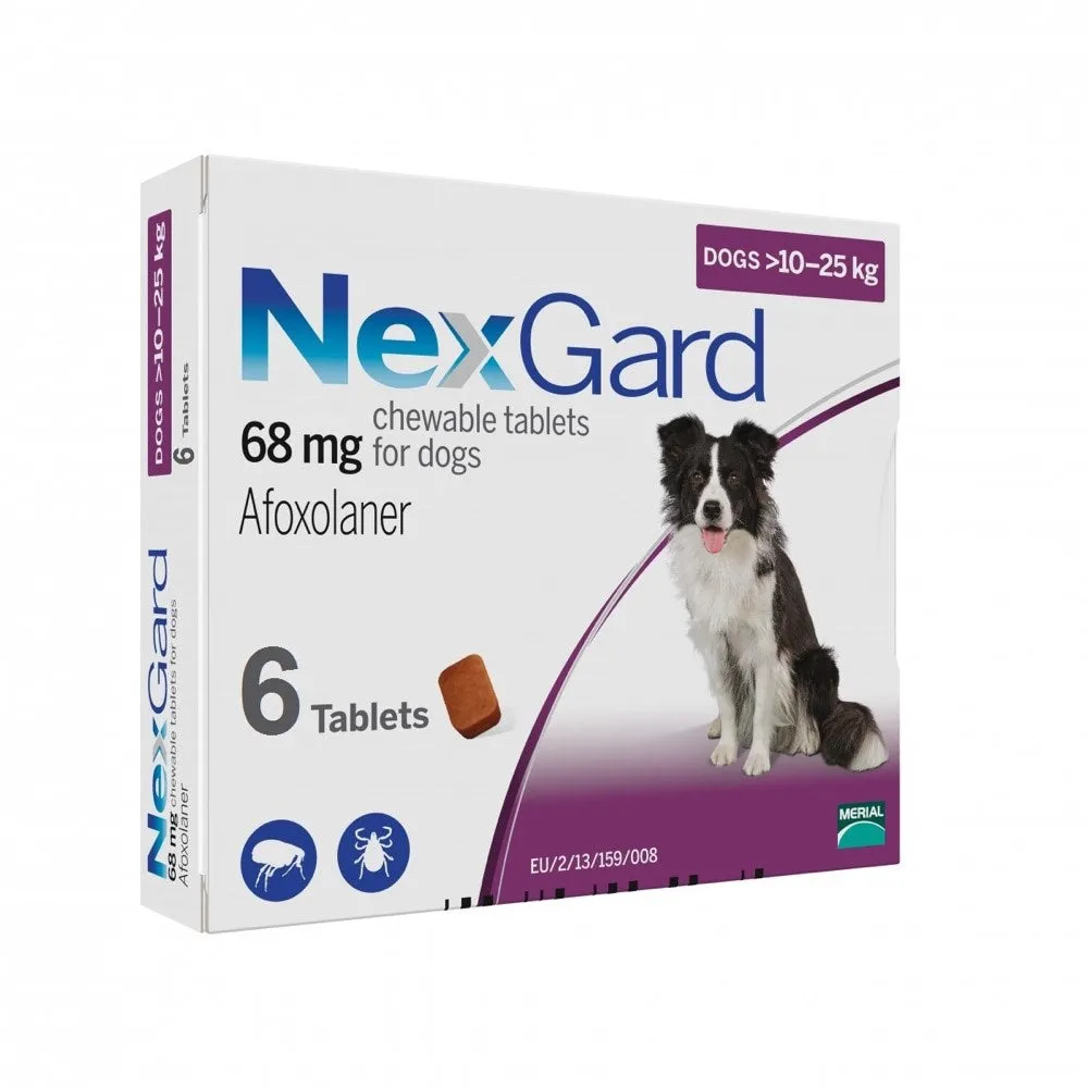 NexGard Chews For Dogs 10-25kg 6ct