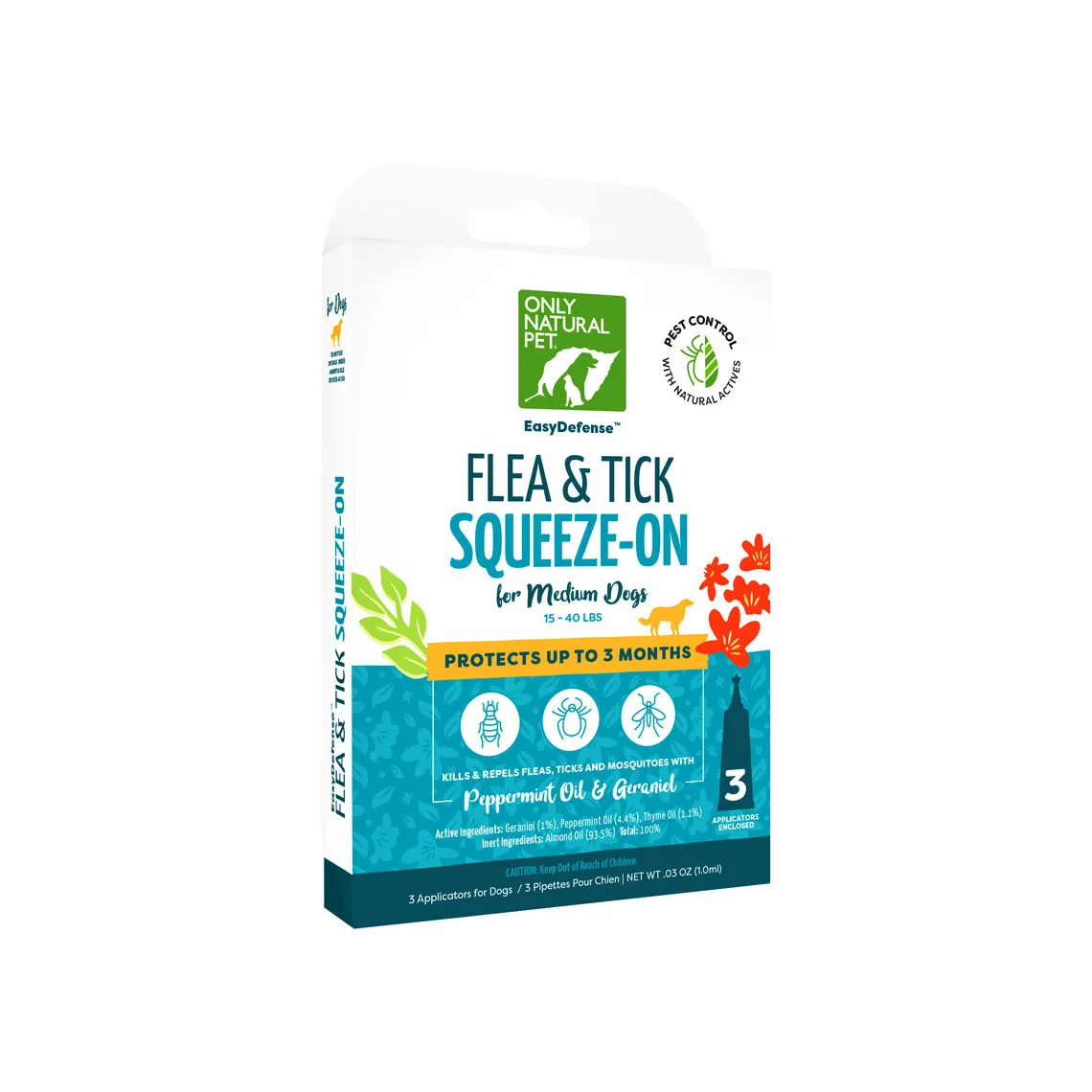 Only Natural Pet EasyDefense Herbal Squeeze-On Flea & Tick Repellent for Dogs