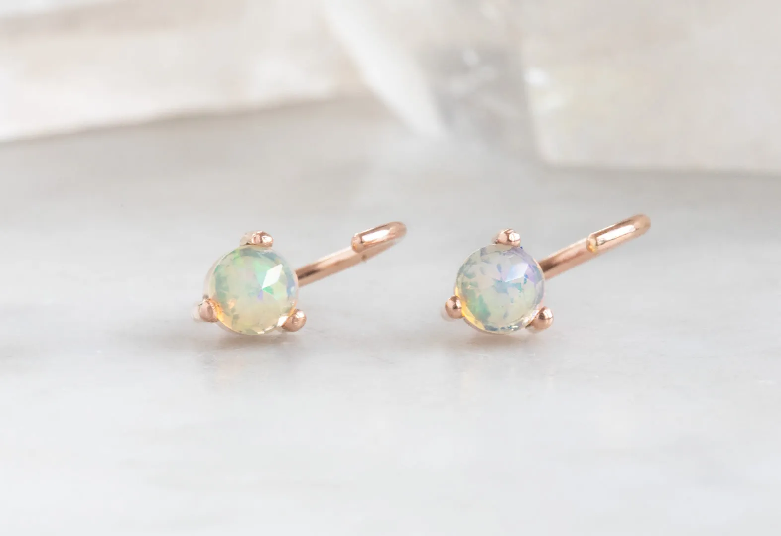 Opal Huggie Stud Earrings