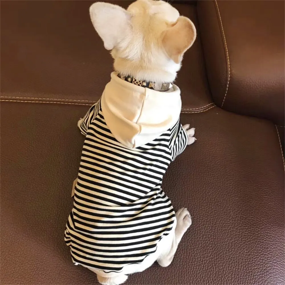Pet Dog Clothes Fashion Trend Hoodie Striped Sweatshirt