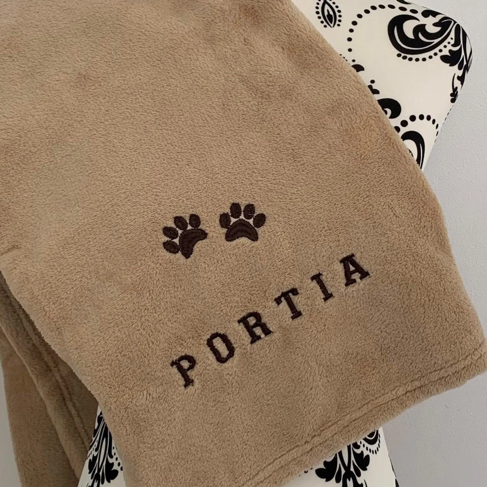 Pet Fleece Blanket - Paw Prints - Personalised - Dog / Cat