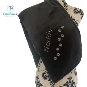 Pet Fleece Blanket - Paw Prints - Personalised in Corner