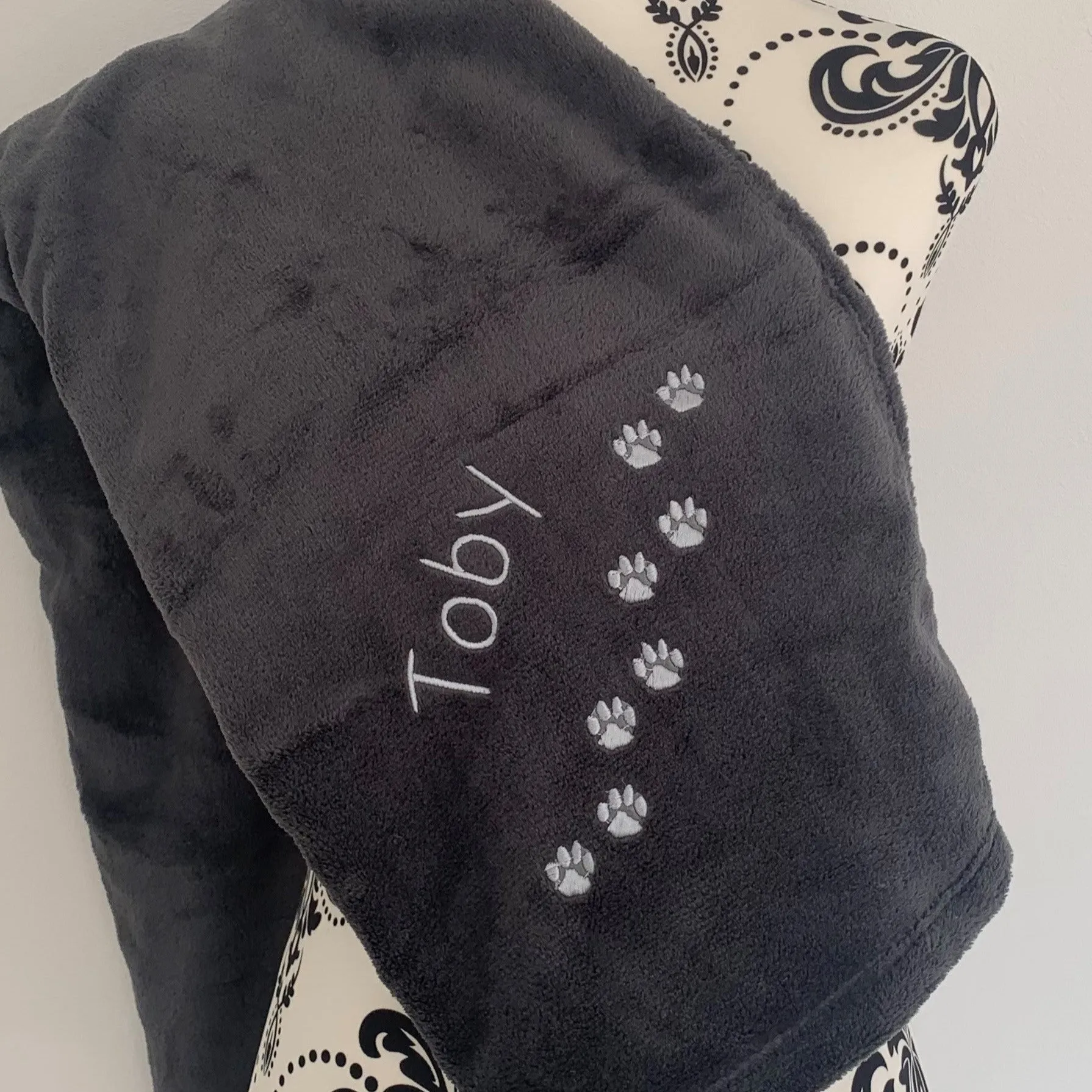 Pet Fleece Blanket - Paw Prints - Personalised in Corner
