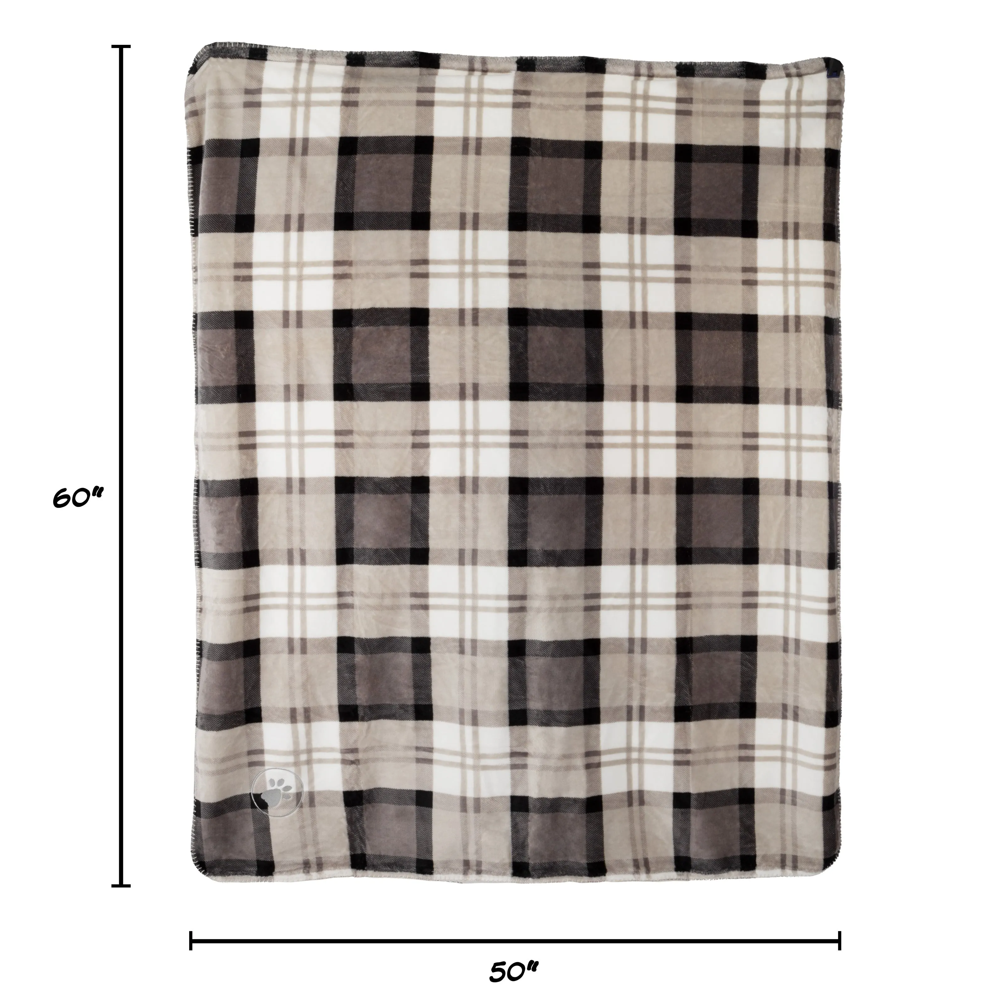 PETMAKER 50x60 Waterproof Dog Blanket, Gray Plaid