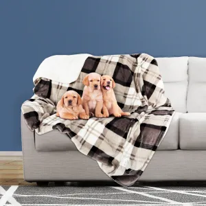 PETMAKER 50x60 Waterproof Dog Blanket, Gray Plaid