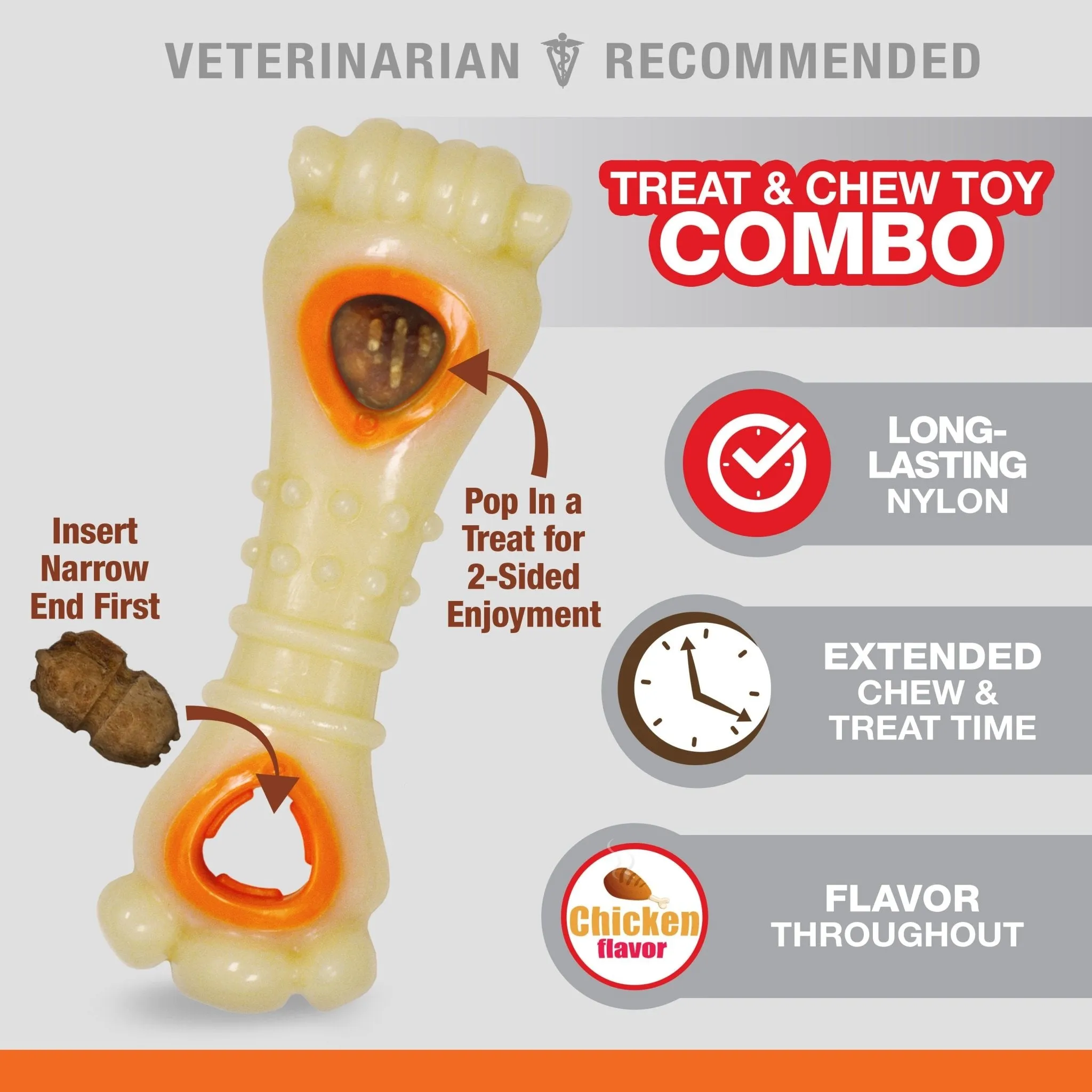 Power Chew Knuckle Bone & Pop-In Treat Toy Combo, Chicken, Large/Giant, Up to 50 lbs.