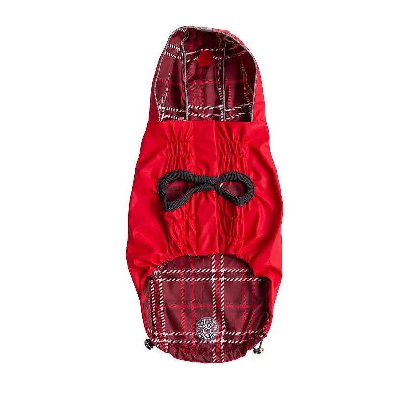 Reversible Elasto-Fit Dog Raincoat - Red Plaid