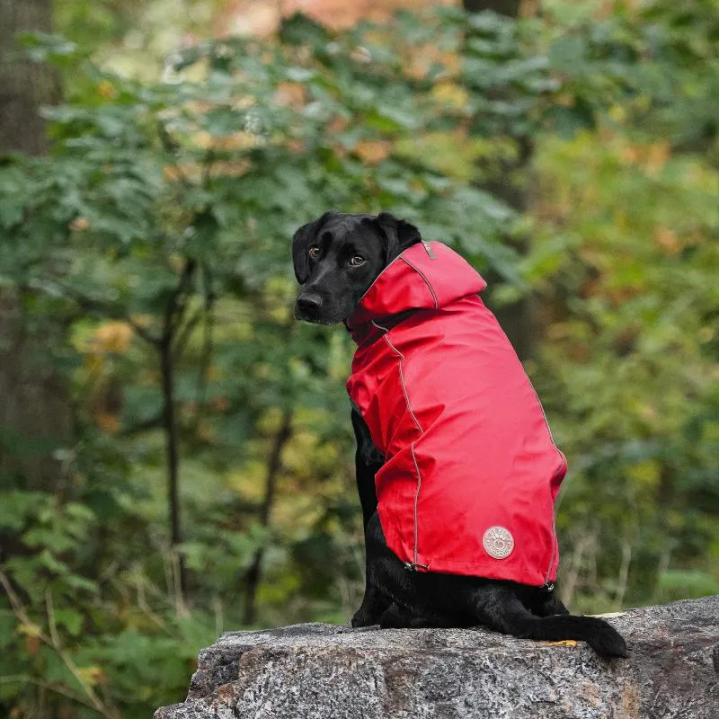 Reversible Elasto-Fit Dog Raincoat - Red Plaid