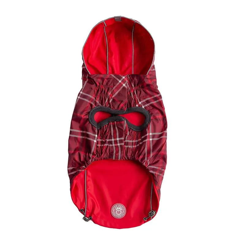 Reversible Elasto-Fit Dog Raincoat - Red Plaid