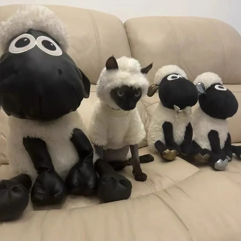 Shaun the Sheep Hairless Cat Clothes | Autumn & Winter Warm Four-Legged Double-Faced Fleece Cotton Coat | Sphynx & Devon Cat Outfit