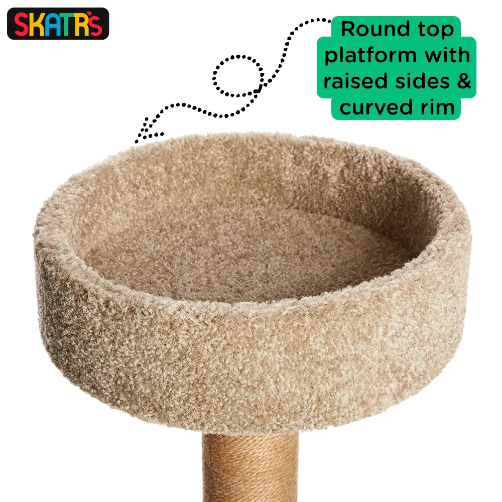 Skatrs Feline Fortress Two Tier Cat Tree with Sisal Post Toy (Beige)