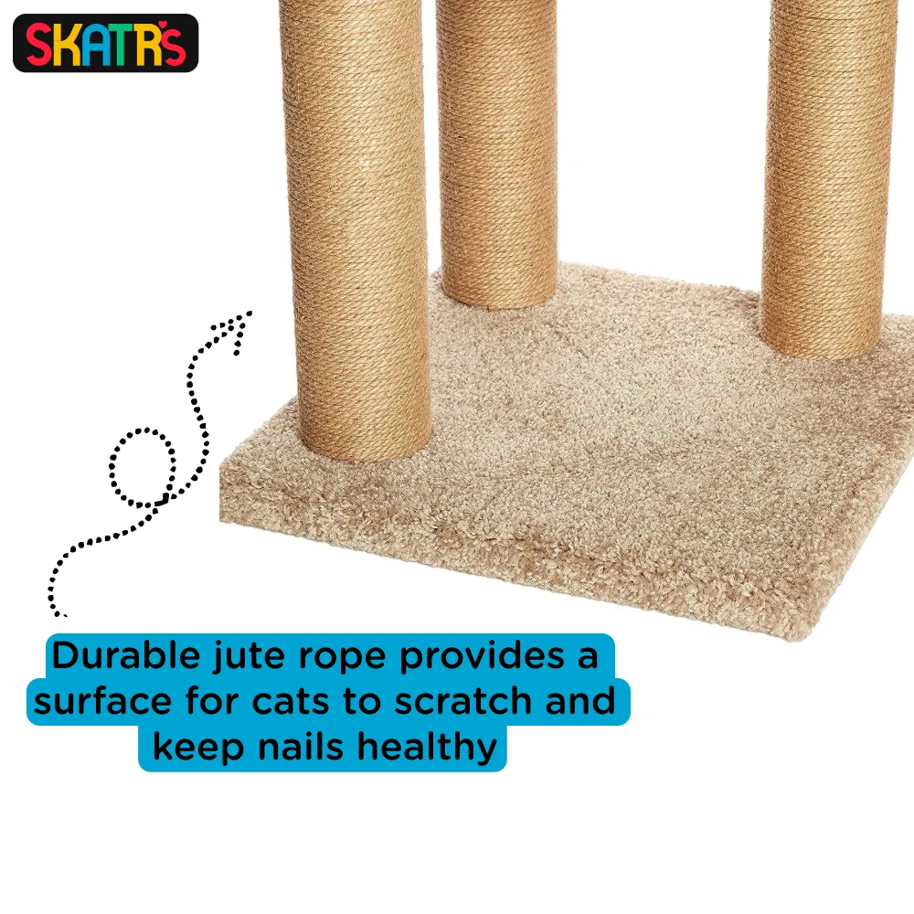 Skatrs Feline Fortress Two Tier Cat Tree with Sisal Post Toy (Beige)