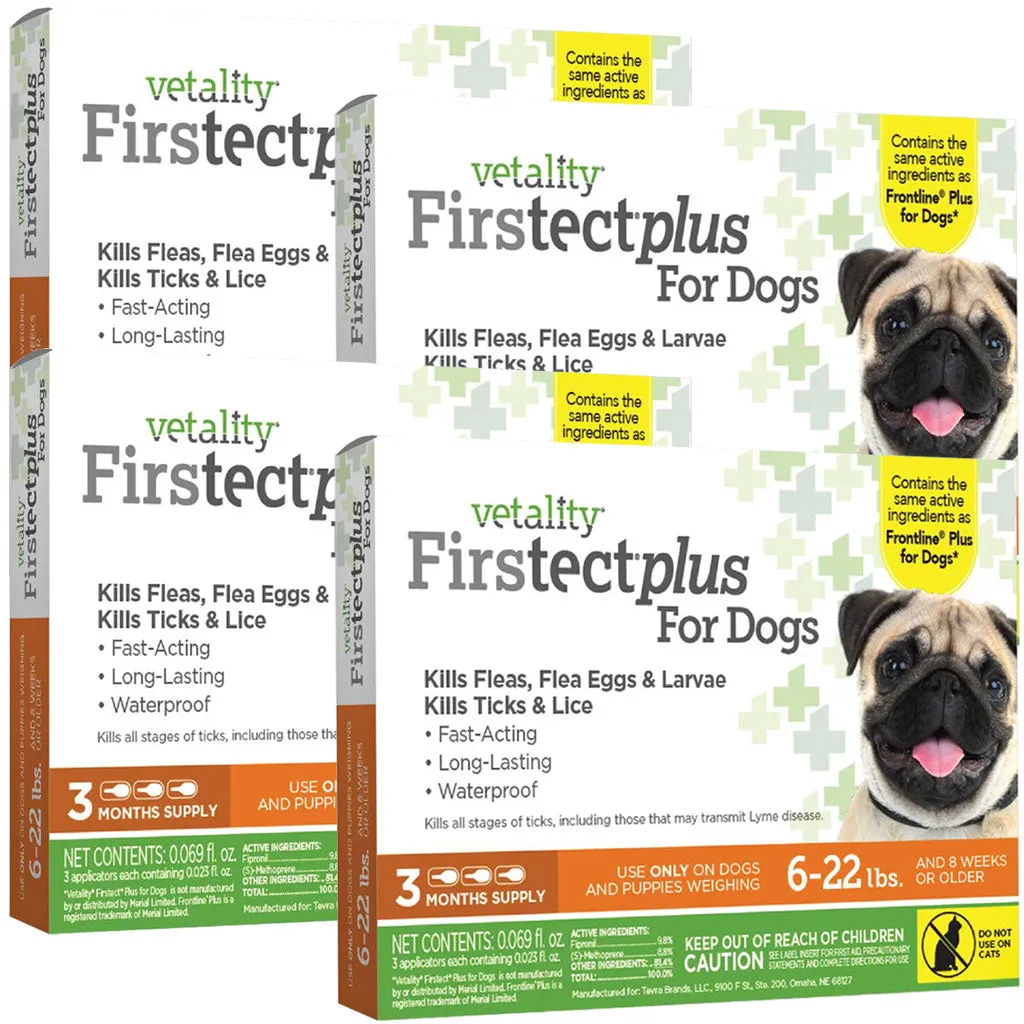 TevraPet Vetality Firstect Plus Flea & Tick Treatment for Dogs, 6-22 lbs