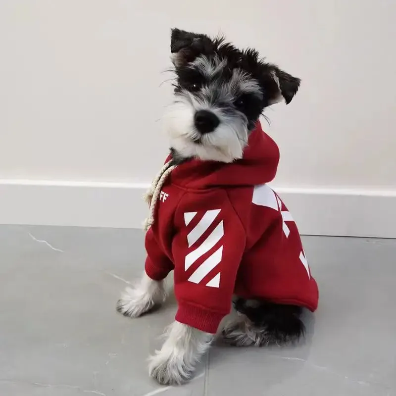 Trendy Red Cotton Sweater for Dogs and Cats - Stylish and Warm Pet Clothing - Dog and Cat Clothes Red Trendy Clothing Dog Thickened Cotton Sweater Sweatshirt Small Dog Pet Clothing