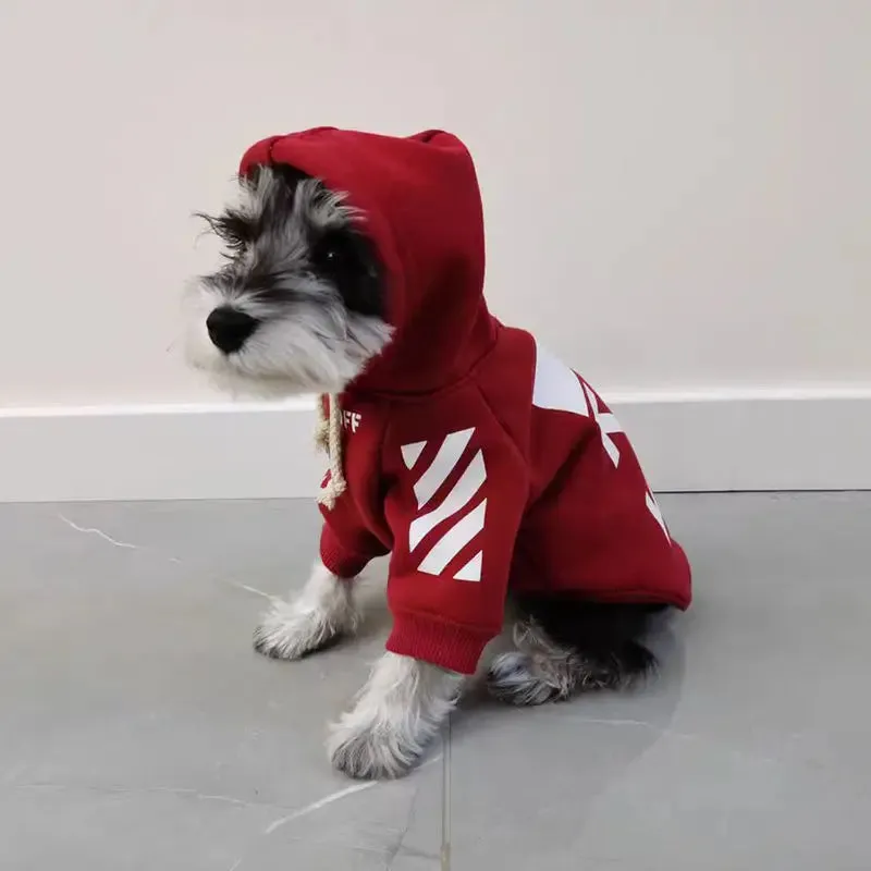 Trendy Red Cotton Sweater for Dogs and Cats - Stylish and Warm Pet Clothing - Dog and Cat Clothes Red Trendy Clothing Dog Thickened Cotton Sweater Sweatshirt Small Dog Pet Clothing