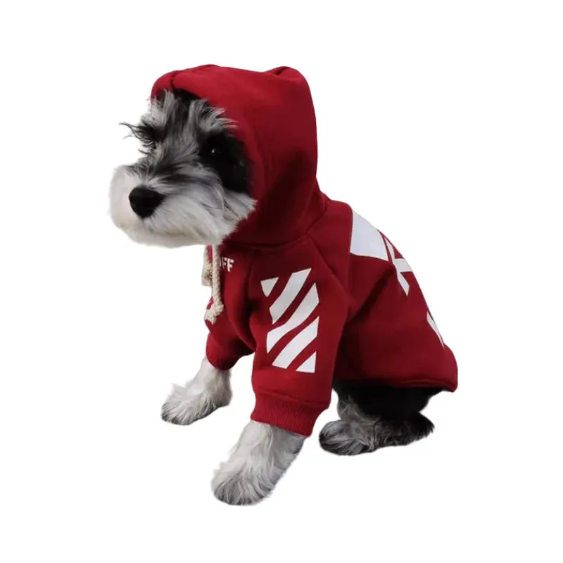 Trendy Red Cotton Sweater for Dogs and Cats - Stylish and Warm Pet Clothing - Dog and Cat Clothes Red Trendy Clothing Dog Thickened Cotton Sweater Sweatshirt Small Dog Pet Clothing