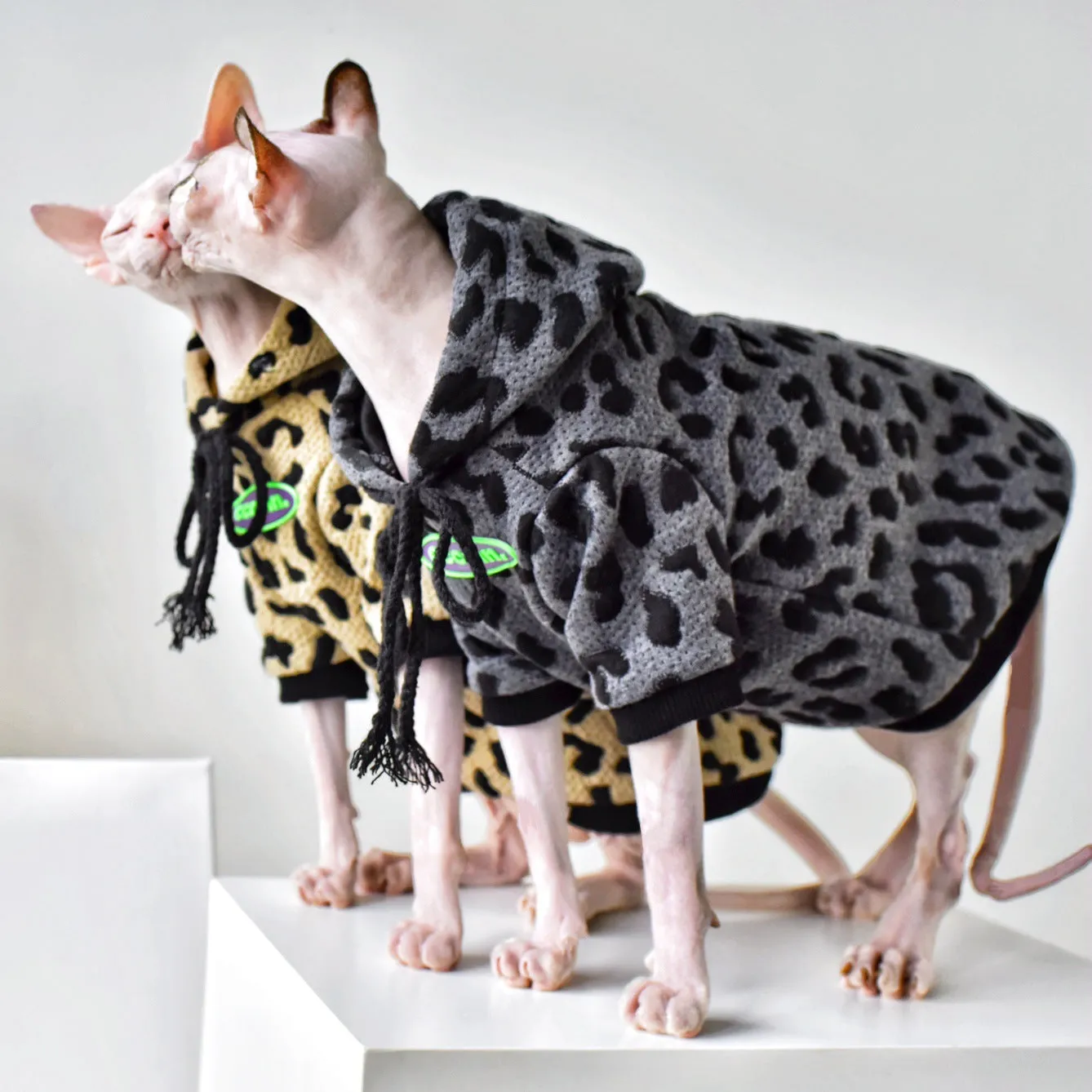 Vintage AM Pet Cat Clothes | Pure Cotton Camouflage Sweatshirt | Warm Sphynx Hairless Cat Clothes