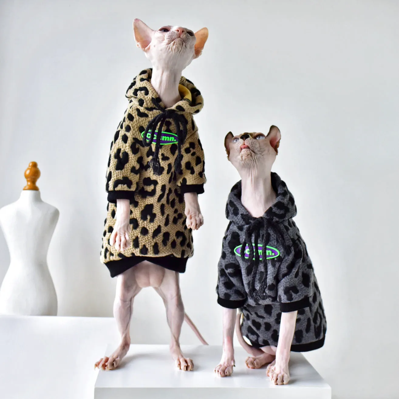 Vintage AM Pet Cat Clothes | Pure Cotton Camouflage Sweatshirt | Warm Sphynx Hairless Cat Clothes