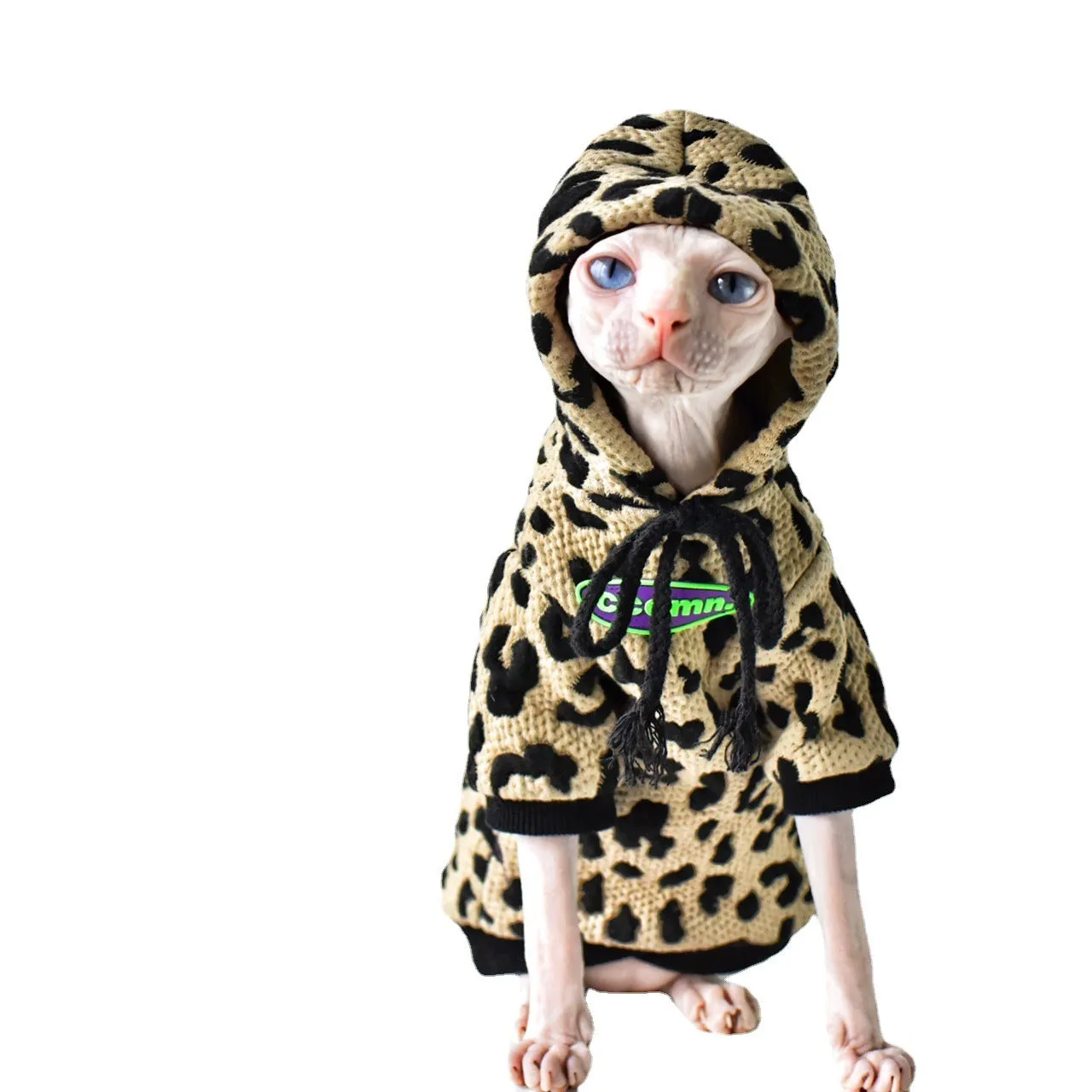Vintage AM Pet Cat Clothes | Pure Cotton Camouflage Sweatshirt | Warm Sphynx Hairless Cat Clothes
