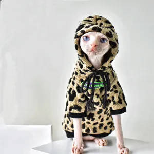 Vintage AM Pet Cat Clothes | Pure Cotton Camouflage Sweatshirt | Warm Sphynx Hairless Cat Clothes