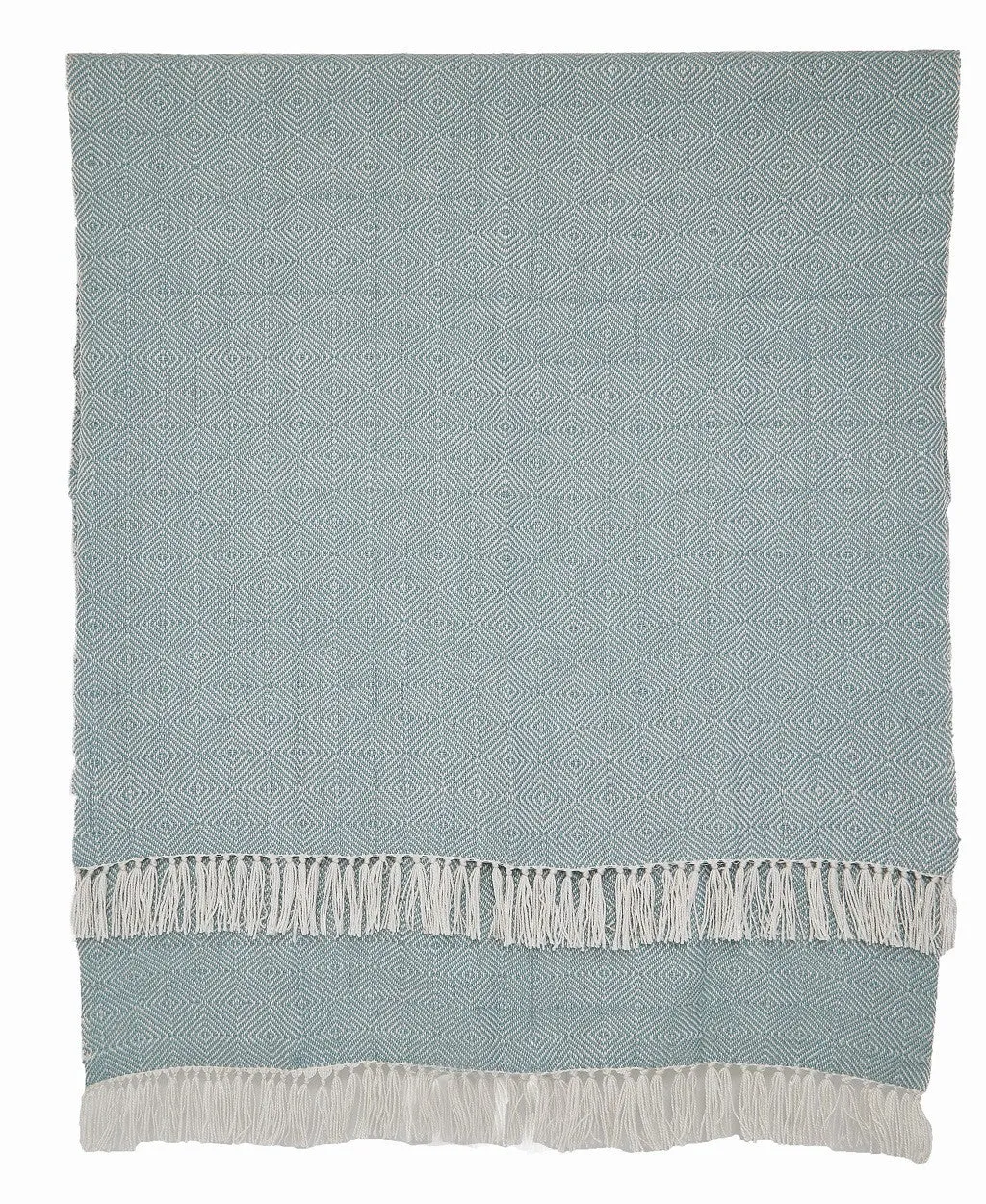 Weaver Green Blanket throw ~ Diamond - Teal/white - fresh inviting colour