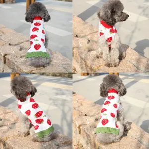 Winter Fashion Dog Sweater with Cute Strawberry Print - Stylish and Cozy Sweater for Chihuahuas, Yorkshire Terriers, Small to Medium Dogs, Cats, and Fall Warmth